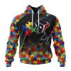 NFL Houston Texans Custom Name Number Autism Awareness Design Pullover Hoodie
