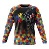 NFL Houston Texans Custom Name Number Autism Awareness Design Sweatshirt