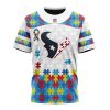 NFL Houston Texans Custom Name Number Autism Awareness T-Shirt