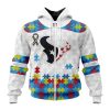 NFL Houston Texans Custom Name Number Autism Awareness Zip Up Hoodie
