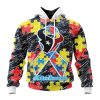 NFL Houston Texans Custom Name Number Puzzle Autism Awareness Pullover Hoodie