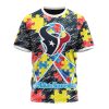 NFL Houston Texans Custom Name Number Puzzle Autism Awareness T-Shirt