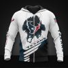 NFL Houston Texans White Blue Zip Up Hoodie