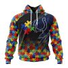 NFL Indianapolis Colts Custom Name Number Autism Awareness Design Pullover Hoodie