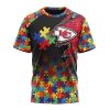 NFL Kansas City Chiefs Custom Name Number Autism Awareness Design T-Shirt