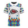 NFL Kansas City Chiefs Custom Name Number Autism Awareness T-Shirt