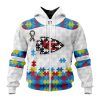 NFL Kansas City Chiefs Custom Name Number Autism Awareness Zip Up Hoodie