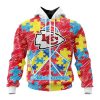 NFL Kansas City Chiefs Custom Name Number Puzzle Autism Awareness Zip Up Hoodie