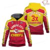 NFL Kansas City Chiefs Red Yellow 3x Super Bowl 2022 – 2023 Champions Pullover Hoodie