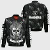 NFL Las Vegas Raiders Halloween Skull Black Bomber Jacket