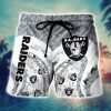 NFL Las Vegas Raiders Hibiscus Tropical Flower Men Beach Shorts