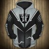 NFL Las Vegas Raiders Lightning Black Grey Zip Up Hoodie