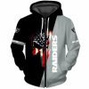 NFL Las Vegas Raiders Punisher Skull Silver Black Zip Up Hoodie