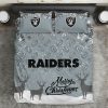 NFL Las Vegas Raiders Silver Merry Christmas Bedding Set
