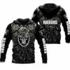 NFL Las Vegas Raiders Silver Rose Black Zip Up Hoodie