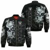 NFL Las Vegas Raiders Silver Skull Black Bomber Jacket V3