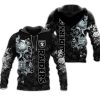 NFL Las Vegas Raiders Silver Skull Black Zip Up Hoodie V3