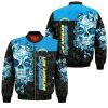 NFL Los Angeles Chargers Black Blue Skull Bomber Jacket V9