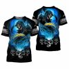 NFL Los Angeles Chargers Black Blue Skull T-Shirt V8