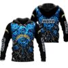 NFL Los Angeles Chargers Blue Rose Black Zip Up Hoodie