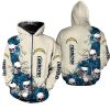 NFL Los Angeles Chargers Creamy Blue Skull Zip Up Hoodie