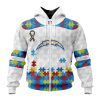 NFL Los Angeles Chargers Custom Name Number Autism Awareness Zip Up Hoodie