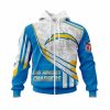 NFL Los Angeles Chargers Custom Name Number Blue Silver Zip Up Hoodie