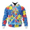 NFL Los Angeles Chargers Custom Name Number Puzzle Autism Awareness Zip Up Hoodie