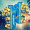 NFL Los Angeles Chargers Gold Flowers Blue Hawaiian Shirt