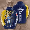 NFL Los Angeles Chargers Philip Rivers Navy Blue Gold Stripes Pullover Hoodie