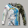 NFL Los Angeles Chargers White Blue Camo Zip Up Hoodie