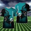 NFL Miami Dolphins Aqua Black Skull T-Shirt