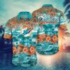 NFL Miami Dolphins Aqua Orange Flowers Hawaiian Shirt