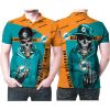 NFL Miami Dolphins Aqua Orange Skull Polo Shirt