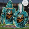 NFL Miami Dolphins Aqua Orange Skull Zip Up Hoodie