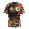 NFL Miami Dolphins Custom Name Number Autism Awareness Design T-Shirt