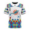 NFL Miami Dolphins Custom Name Number Autism Awareness T-Shirt