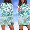 NFL Miami Dolphins Skull Flower Green Women Hoodie Dress