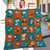 NFL Miami Dolphins Snoopy Aqua Orange Quilt Blanket