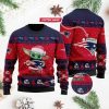NFL New England Patriots Custom Name Baby Yoda Blue Red Christmas Sweater
