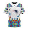 NFL New England Patriots Custom Name Number Autism Awareness T-Shirt