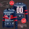 NFL New England Patriots Custom Name Number Blue Red Christmas Sweater