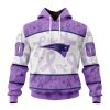 NFL New England Patriots Custom Name Number Fight Cancer Pullover Hoodie