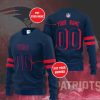 NFL New England Patriots Custom Name Number Navy Red Sweatshirt