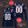 NFL New England Patriots Custom Name Number Navy Sweatshirt
