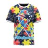 NFL New England Patriots Custom Name Number Puzzle Autism Awareness T-Shirt