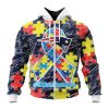 NFL New England Patriots Custom Name Number Puzzle Autism Awareness Zip Up Hoodie