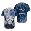 NFL New England Patriots Light Blue Rose Skull Hawaiian Shirt