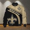 NFL New Orleans Saints Black Golden Logo Right Bomber Jacket
