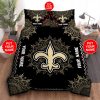 NFL New Orleans Saints Custom Name Black Golden Bedding Set